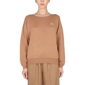 BALLANTYNE Women's Relaxed Fit Crew Neck Knit Sweater Women Beige Sweaters &